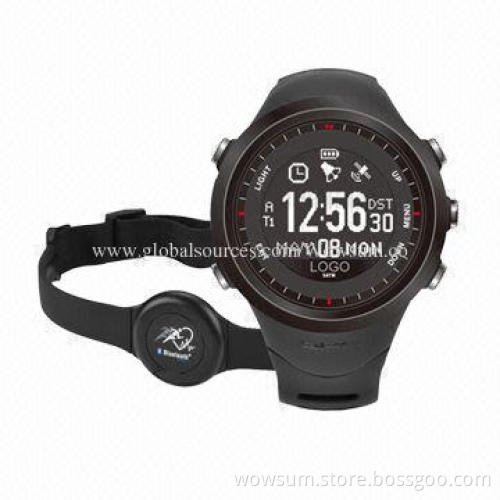 GPS tracker watch with Bluetooth heart rate monitor and 3D pedometer
